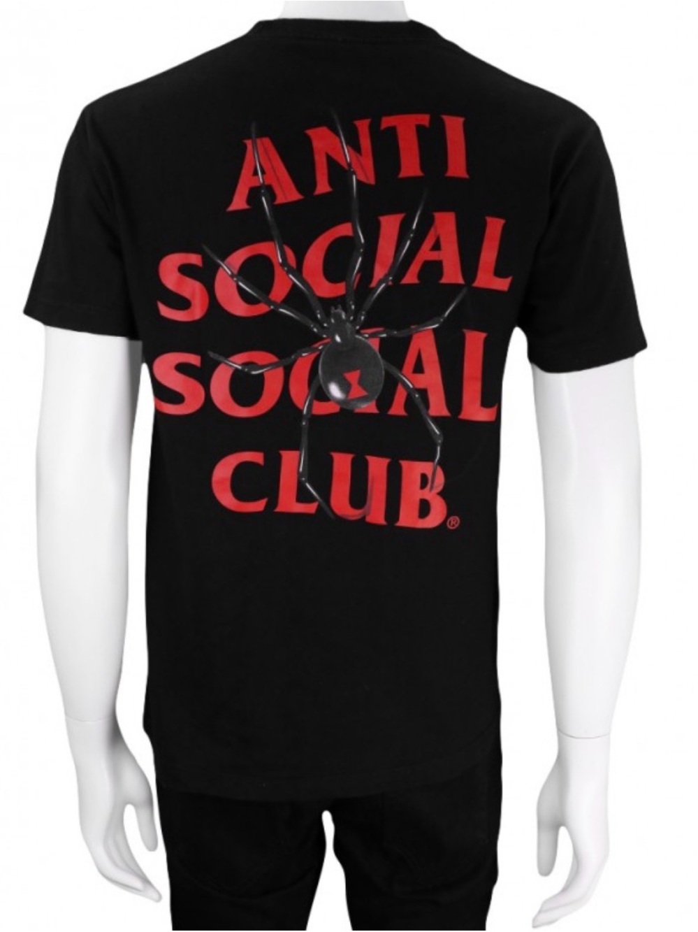 Anti Social Social Club Black Tee with Red Logo and Spider Graphic